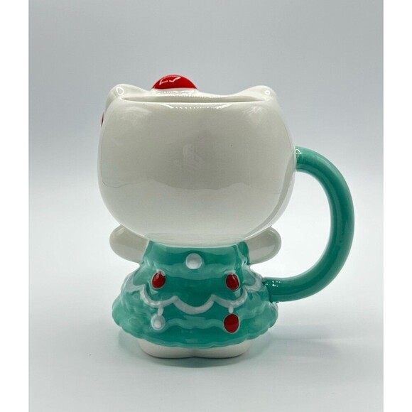 Sanrio Hello Kitty Christmas Tree Dress 3D Sculpted Ceramic Mug 20 oz - Picture 2 of 2